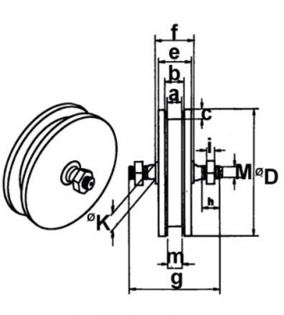 Stahllaufrolle mit Achse Ø 160 mm